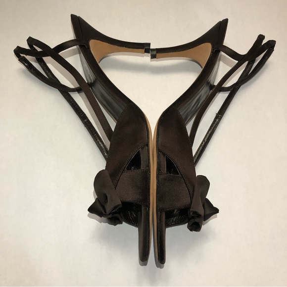 Jon Josef Brown Satin Slingback Pumps with Bow, size 10B. - Picture 6 of 12